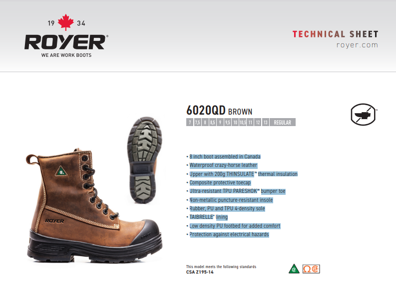 Royer 6020QD 4-DENSITY THINSULATE