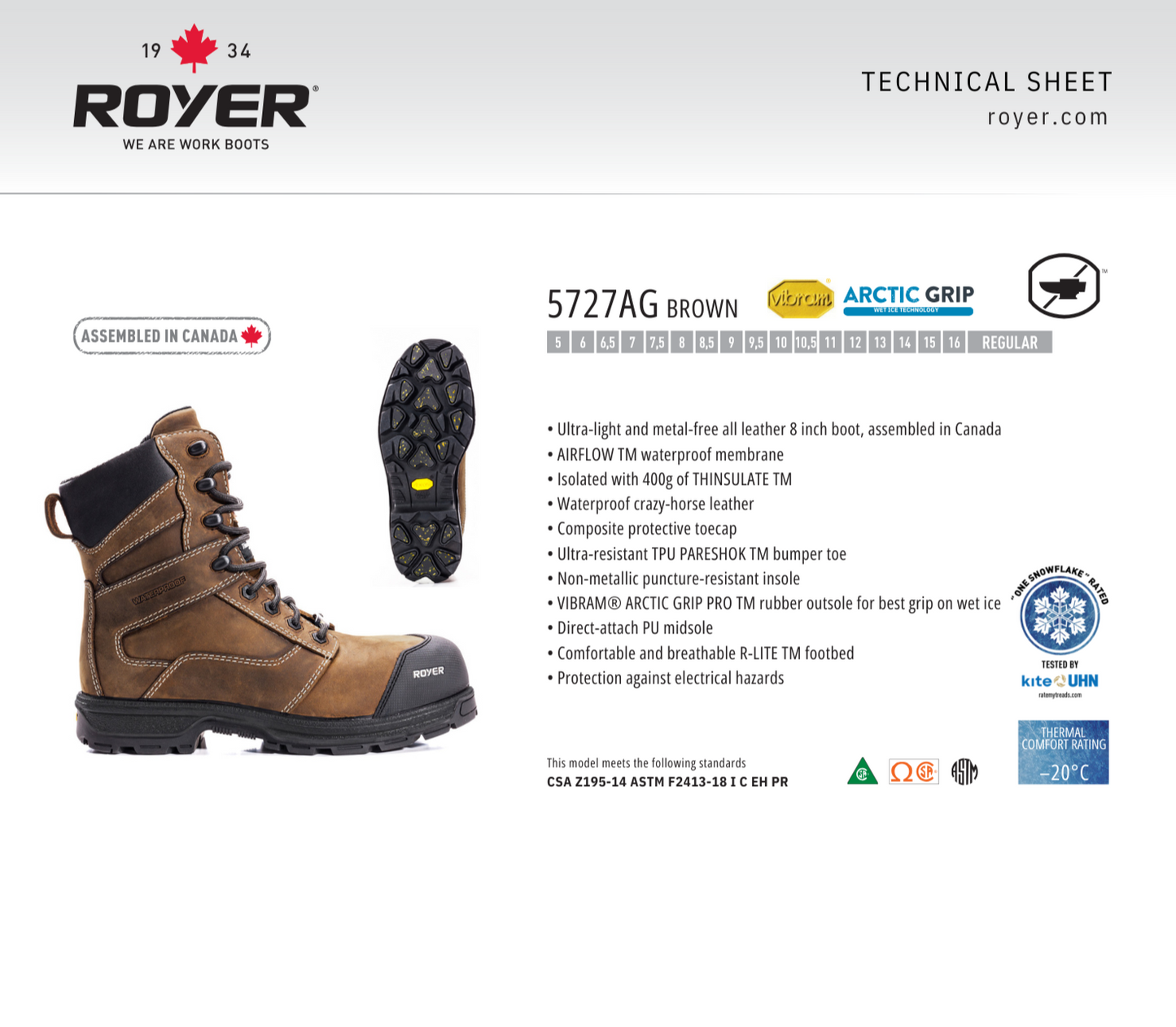 Royer 5727AG AGILITY ARCTIC GRIP